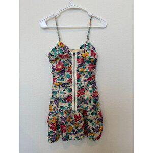Twelfth Street by Cynthia Vincent Floral Mini Dress Zip Up Ruffle 100% Silk 4